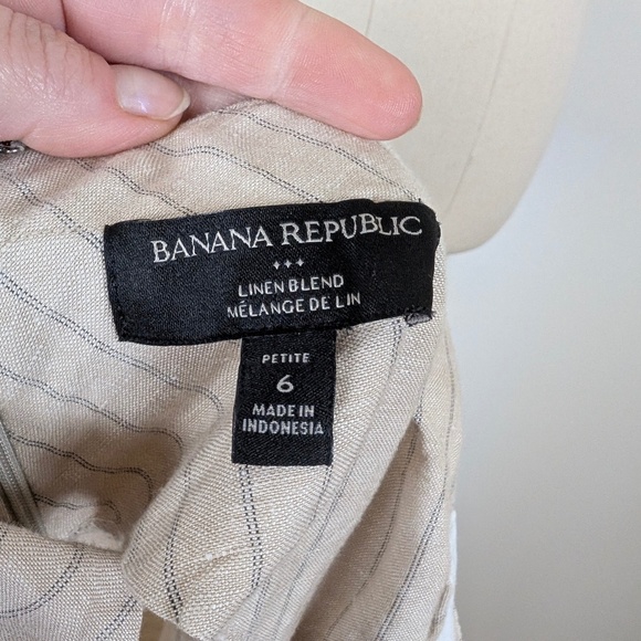 Banana Republic Striped Linen Blend Midi Tube Dress Strapless Sleeveless Bias - Picture 8 of 15